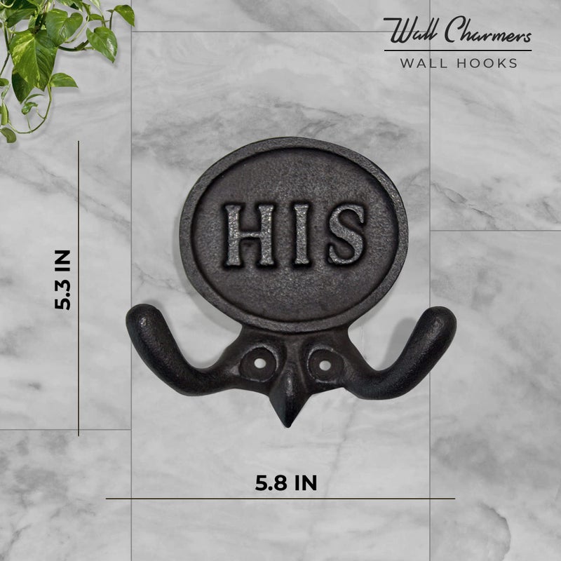Wallcharmers Set of 2 His and Hers Towel Hooks for Bathrooms, Mr & Mrs. Farmhouse and Rustic Bathroom Hooks for Towels, Bronze - Image 3